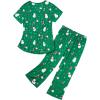 imageZando Pajamas for Women 2 Piece Lounge Sets Cartoon Pajama Set Sleep Matching Sets with Pants Capri PJS Print SleepwearGreen Bottom Man