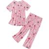 imageZando Pajamas for Women 2 Piece Lounge Sets Cartoon Pajama Set Sleep Matching Sets with Pants Capri PJS Print SleepwearPink Cat