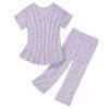 imageZando Pajamas for Women 2 Piece Lounge Sets Cartoon Pajama Set Sleep Matching Sets with Pants Capri PJS Print SleepwearPurple Star Heart