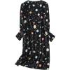 imageZando Womens Long Sleeve Nightgown Cotton Nightgowns Plus Size House Dresses Soft Ladies Night Gown Cartoon Sleep ShirtLong Black Planet