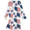 imageZando Womens Long Sleeve Nightgown Cotton Nightgowns Plus Size House Dresses Soft Ladies Night Gown Cartoon Sleep ShirtStar American Flag