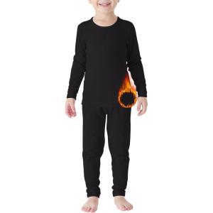 imageZando Toddler Thermal Underwear Sets for Kids Base Layer Winter Warm Toddler Long Johns for Boys Girls Long UnderwearBlack