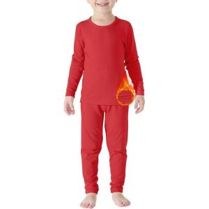 imageZando Toddler Thermal Underwear Sets for Kids Base Layer Winter Warm Toddler Long Johns for Boys Girls Long UnderwearRed