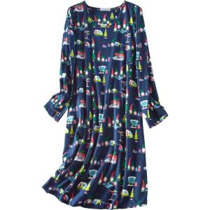 imageZando Womens Long Sleeve Nightgown Cotton Nightgowns Plus Size House Dresses Soft Ladies Night Gown Cartoon Sleep ShirtLong Sleeve Christmas