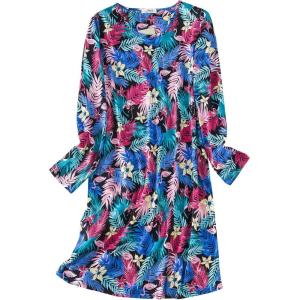 imageZando Womens Long Sleeve Nightgown Cotton Nightgowns Plus Size House Dresses Soft Ladies Night Gown Cartoon Sleep ShirtMulticolor Leaf