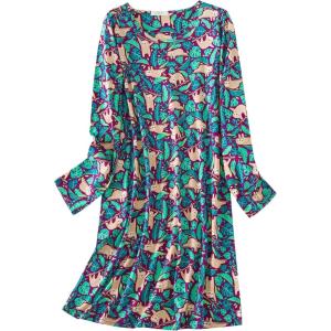 imageZando Womens Long Sleeve Nightgown Cotton Nightgowns Plus Size House Dresses Soft Ladies Night Gown Cartoon Sleep ShirtPurple Green Sloth