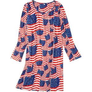 imageZando Womens Long Sleeve Nightgown Cotton Nightgowns Plus Size House Dresses Soft Ladies Night Gown Cartoon Sleep ShirtStriped American Flag