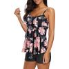 imageZando Womens Swimsuits 2 Piece 2025 Tankini Bathing Suits Swim Suits for Women Swimwear Bathing Suit Top with BoyshortsA Ruffled Pink Flower Black