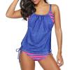 imageZando Bathing Suit for Women Tankini Swimsuit for Women Crewneck Two Piece Bathing Suit Tummy Control Tankini Top with ShortsA Pink Blue Stripe