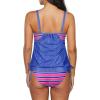 imageZando Bathing Suit for Women Tankini Swimsuit for Women Crewneck Two Piece Bathing Suit Tummy Control Tankini Top with ShortsA Pink Blue Stripe