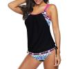 imageZando Bathing Suit for Women Tankini Swimsuit for Women Crewneck Two Piece Bathing Suit Tummy Control Tankini Top with ShortsBlack Red Floral