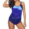 imageZando Bathing Suit for Women Tankini Swimsuit for Women Crewneck Two Piece Bathing Suit Tummy Control Tankini Top with ShortsBlue Gradient