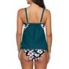 imageZando Bathing Suit for Women Tankini Swimsuit for Women Crewneck Two Piece Bathing Suit Tummy Control Tankini Top with ShortsBlue Green Floral