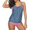 imageZando Bathing Suit for Women Tankini Swimsuit for Women Crewneck Two Piece Bathing Suit Tummy Control Tankini Top with ShortsCute Pink Grey