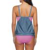 imageZando Bathing Suit for Women Tankini Swimsuit for Women Crewneck Two Piece Bathing Suit Tummy Control Tankini Top with ShortsCute Pink Grey