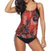 imageZando Bathing Suit for Women Tankini Swimsuit for Women Crewneck Two Piece Bathing Suit Tummy Control Tankini Top with ShortsF Flattering Red Floral