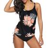 imageZando Bathing Suit for Women Tankini Swimsuit for Women Crewneck Two Piece Bathing Suit Tummy Control Tankini Top with ShortsPink Floral