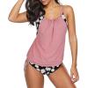 imageZando Bathing Suit for Women Tankini Swimsuit for Women Crewneck Two Piece Bathing Suit Tummy Control Tankini Top with ShortsPink Rose
