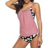 imageZando Bathing Suit for Women Tankini Swimsuit for Women Crewneck Two Piece Bathing Suit Tummy Control Tankini Top with ShortsPink Rose