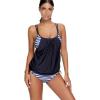 imageZando Bathing Suit for Women Tankini Swimsuit for Women Crewneck Two Piece Bathing Suit Tummy Control Tankini Top with ShortsS Sporty Navy Blue