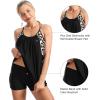 imageZando Tankini Swimsuits for Women 2024 Athletic Two Piece Bathing Suit Sporty Swimwear Long Torso Swim Top with BoyshortsA Halter Dress Black Pink Flower