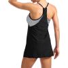 imageZando Tankini Swimsuits for Women 2024 Athletic Two Piece Bathing Suit Sporty Swimwear Long Torso Swim Top with BoyshortsA Halter Dress Black Pinstripe