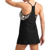 imageZando Tankini Swimsuits for Women 2024 Athletic Two Piece Bathing Suit Sporty Swimwear Long Torso Swim Top with BoyshortsA Halter Dress Print Leopard