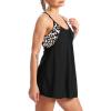 imageZando Tankini Swimsuits for Women 2024 Athletic Two Piece Bathing Suit Sporty Swimwear Long Torso Swim Top with BoyshortsA Halter Dress Print Leopard