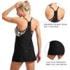 imageZando Tankini Swimsuits for Women 2024 Athletic Two Piece Bathing Suit Sporty Swimwear Long Torso Swim Top with BoyshortsA Halter Dress Print Leopard
