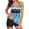 imageZando Womens Tankini Swimsuits for Women 2025 Tummy Control Swimsuit Bathing Suit Top with Boyshorts Flowy Women SwimwearA03 Light Blue Stripe