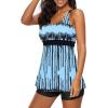 imageZando Womens Tankini Swimsuits for Women 2025 Tummy Control Swimsuit Bathing Suit Top with Boyshorts Flowy Women SwimwearA03 Light Blue Stripe