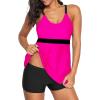 imageZando Womens Tankini Swimsuits for Women 2025 Tummy Control Swimsuit Bathing Suit Top with Boyshorts Flowy Women SwimwearA07 Hot Pink Swimsuit