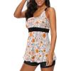 imageZando Womens Tankini Swimsuits for Women 2025 Tummy Control Swimsuit Bathing Suit Top with Boyshorts Flowy Women SwimwearA26 Orange Floret