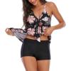 imageZando Womens Tankini Swimsuits for Women 2025 Tummy Control Swimsuit Bathing Suit Top with Boyshorts Flowy Women SwimwearJ01 Black Pink Floral