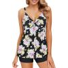 imageZando Womens Tankini Swimsuits for Women Tummy Control Bathing Suits for Women Athletic Two Piece Swimsuit with BoyshortsB Peony Floral