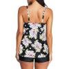 imageZando Womens Tankini Swimsuits for Women Tummy Control Bathing Suits for Women Athletic Two Piece Swimsuit with BoyshortsB Peony Floral