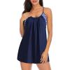 B Halter Dress Navy Blue Stripe