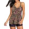 imageZando Womens Tankini Swimsuits for Women Tummy Control Bathing Suits for Women Athletic Two Piece Swimsuit with BoyshortsB Coffee Flower