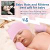 imageZando Baby Hats and Mittens Unisex Infant Beanie Caps Newborn Hospital Hat with Scratch Mitten Set for Baby Boys Grils Hats4 Pack 3 WhitePurplePinkRosered