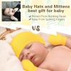 imageZando Baby Hats and Mittens Unisex Infant Beanie Caps Newborn Hospital Hat with Scratch Mitten Set for Baby Boys Grils HatsBright Yellow