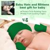 imageZando Baby Hats and Mittens Unisex Infant Beanie Caps Newborn Hospital Hat with Scratch Mitten Set for Baby Boys Grils HatsGlass Green