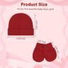 imageZando Baby Hats and Mittens Unisex Infant Beanie Caps Newborn Hospital Hat with Scratch Mitten Set for Baby Boys Grils HatsRed