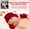 imageZando Baby Hats and Mittens Unisex Infant Beanie Caps Newborn Hospital Hat with Scratch Mitten Set for Baby Boys Grils HatsRed