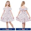 imageZando Girls Dresses Tie Back Dress for Girls Ruffle Short Sleeve Dresses Tween Kids Off Shoulder Junior Dress 616 YearsAmerican Flag