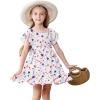 imageZando Girls Dresses Tie Back Dress for Girls Ruffle Short Sleeve Dresses Tween Kids Off Shoulder Junior Dress 616 YearsAmerican Flag