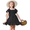 imageZando Girls Dresses Tie Back Dress for Girls Ruffle Short Sleeve Dresses Tween Kids Off Shoulder Junior Dress 616 YearsBlack