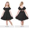 imageZando Girls Dresses Tie Back Dress for Girls Ruffle Short Sleeve Dresses Tween Kids Off Shoulder Junior Dress 616 YearsBlack