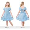 imageZando Girls Dresses Tie Back Dress for Girls Ruffle Short Sleeve Dresses Tween Kids Off Shoulder Junior Dress 616 YearsBlue