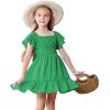 imageZando Girls Dresses Tie Back Dress for Girls Ruffle Short Sleeve Dresses Tween Kids Off Shoulder Junior Dress 616 YearsGreen