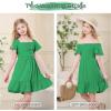 imageZando Girls Dresses Tie Back Dress for Girls Ruffle Short Sleeve Dresses Tween Kids Off Shoulder Junior Dress 616 YearsGreen